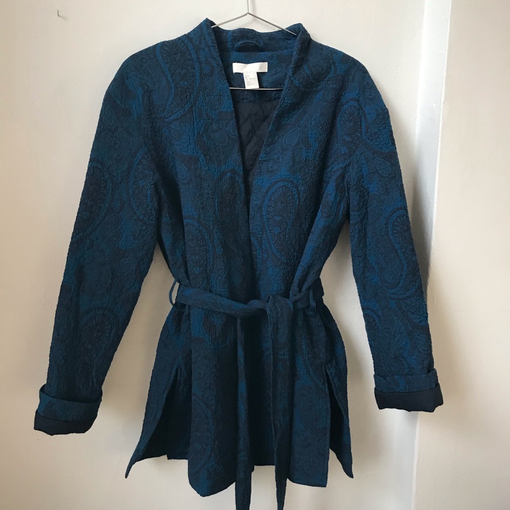 Quilted kimono wrap jacket